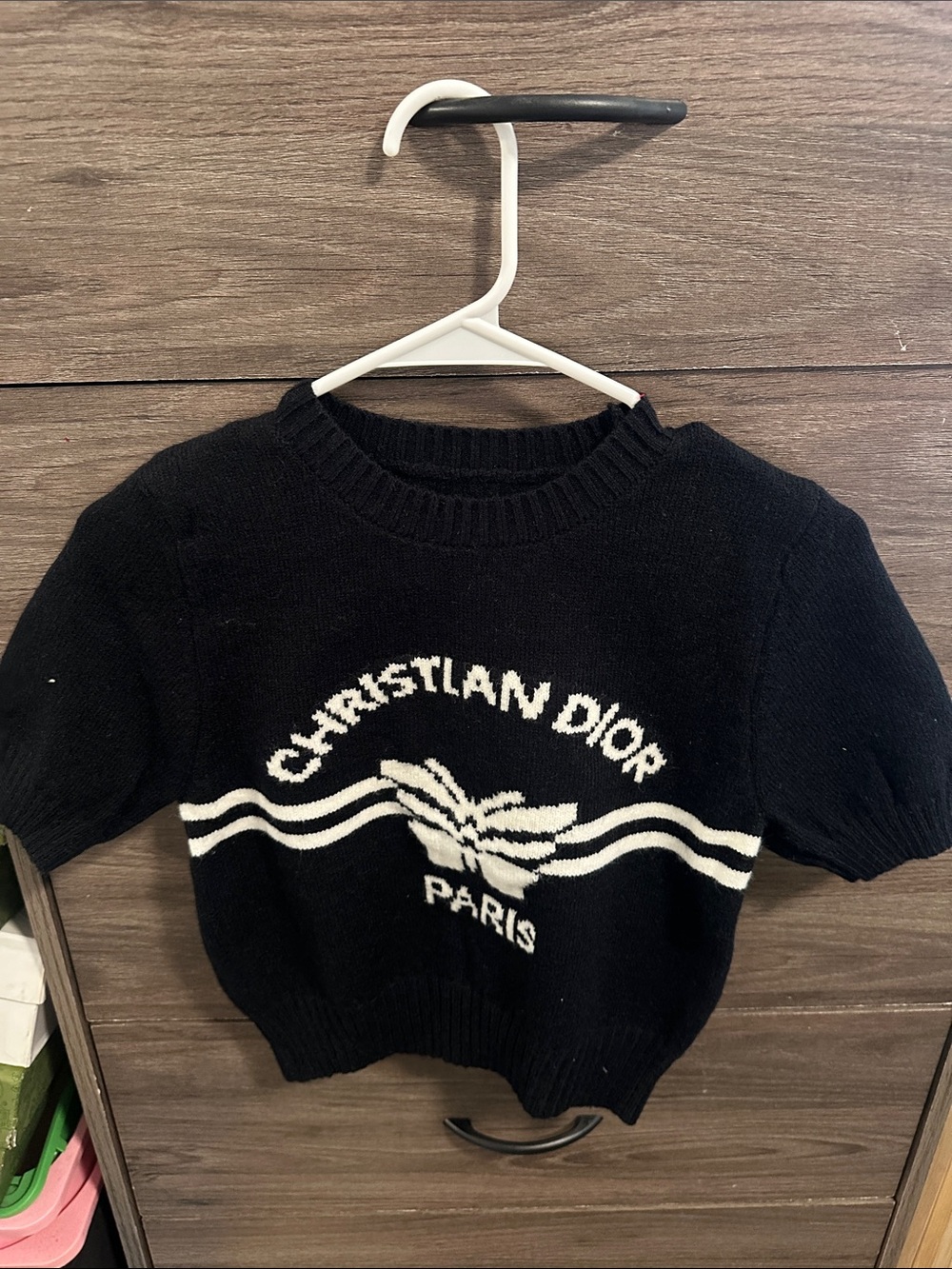 Black and White Logo Knit Sweater Tee size S